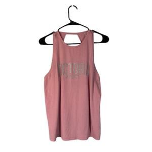 Victoria Sport Women’s Pink Athletic Tank Top with Silver Front Logo Size XS